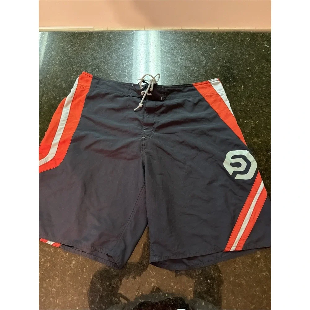 Vintage OP Ocean‎ Pacific Board Shorts Sz 38 Black Red Skater Surfer Swim